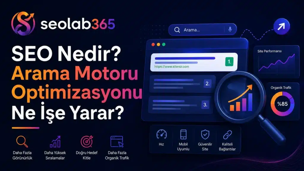 SEO nedir ve arama motoru optimizasyonu ne işe yarar konulu SEOlab365 görseli