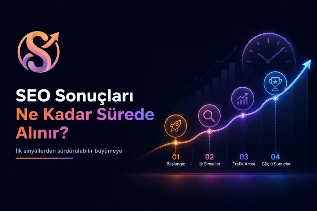 SEO sonuçlarının zaman içinde nasıl geliştiğini gösteren SEO zaman çizelgesi ve büyüme grafiği