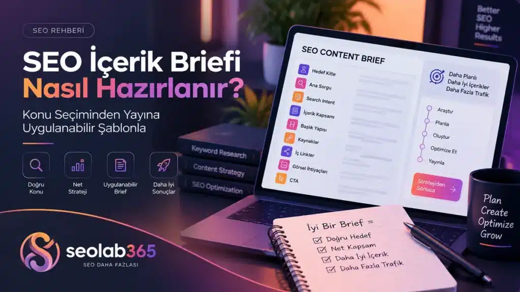 SEO içerik briefi hazırlama sürecini gösteren görsel